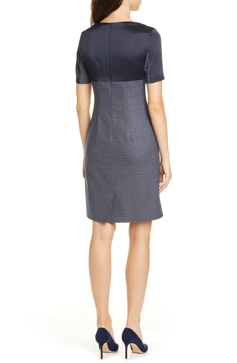 BOSS Dirusa Crosshatch Virgin Wool Short Sleeve Dress, Alternate, color,
