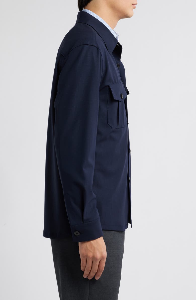 Canali Nuvolo Regular Fit Wool Shirt Jacket, Alternate, color, Navy