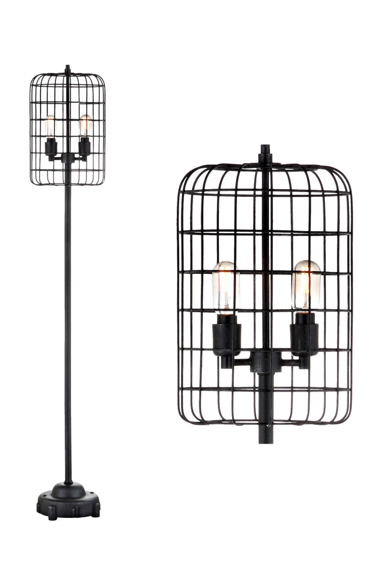 JONATHAN Y Odette 65" Industrial Metal Floor Lamp, Black/Silver, Main, color, Black/Silver