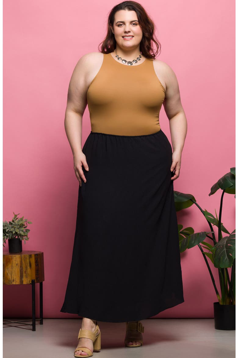 Pull-On Maxi Skirt, Alternate, color, BLACK
