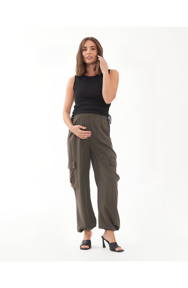 Ripe Maternity Jodie Ruched Rib Tank  Black, Alternate, color, Black