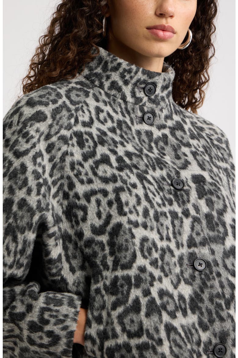 Animal Print Cropped Jacket, Alternate, color, GREY- BLACK BLURRED LEOPARD
