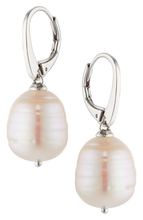 Nadri Cultured Genuine Baroque Freshwater Pearl Drop Earrings In Silver