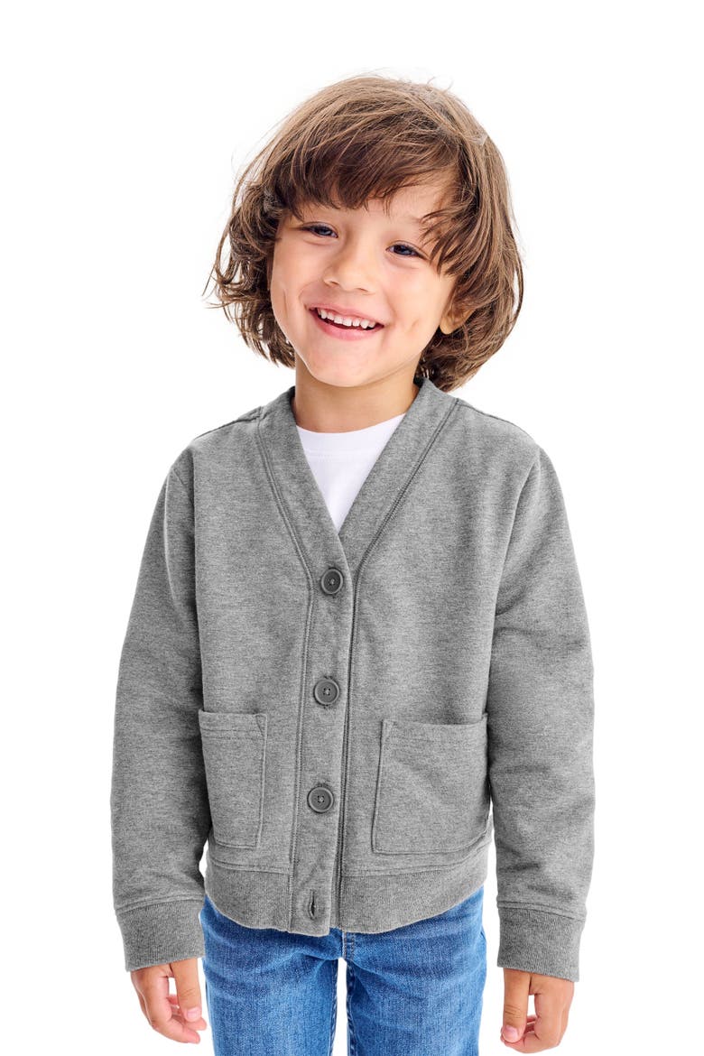 Kids Sweatshirt Cardigan, Alternate, color, Heather Storm Gray