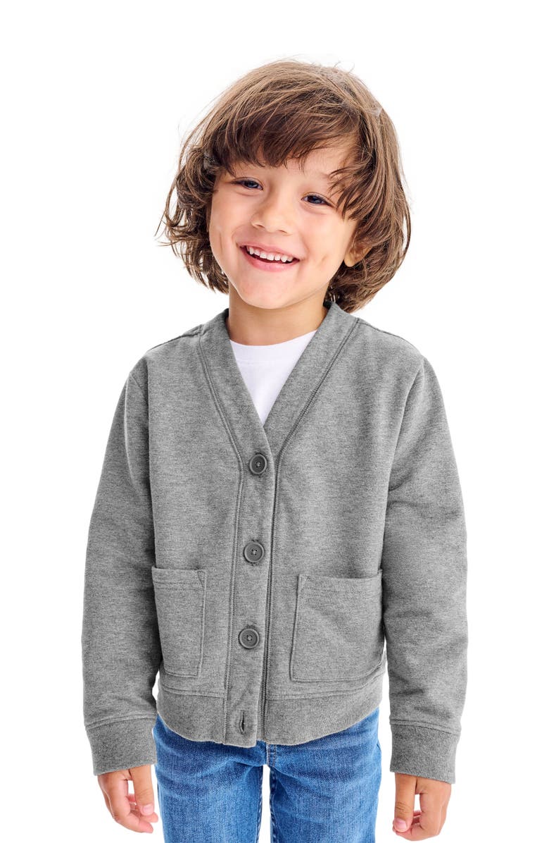 Primary Kids Sweatshirt Cardigan, Alternate, color, Heather Storm Gray