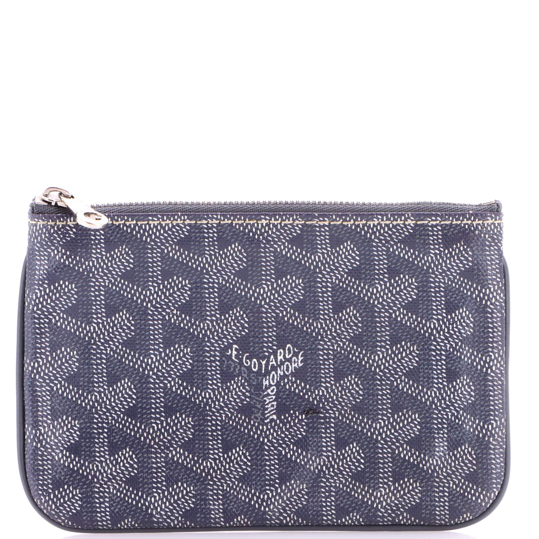 Pre-Owned Goyard Senat Zip Pouch Coated Canvas Mini, Main, color, Gray