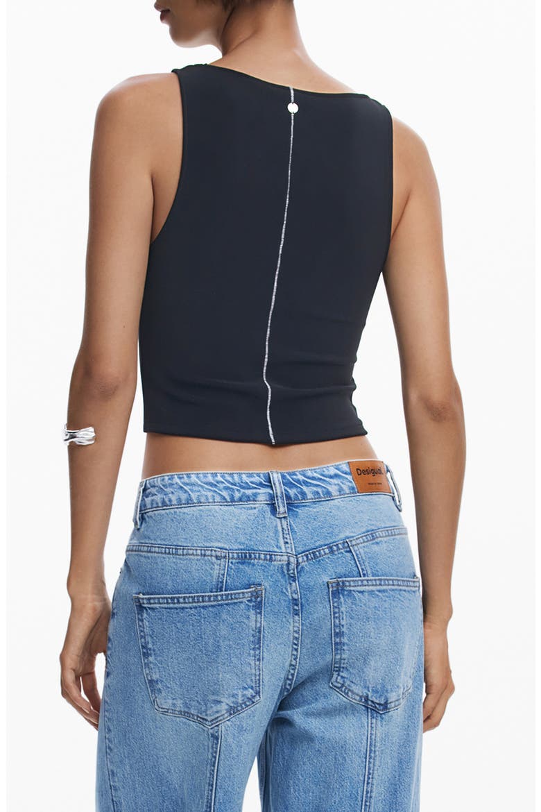 Exposed Seam Crop Tank, Alternate, color, BLACK