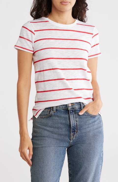 Schoolboy Stripe Slub Jersey Crewneck T-Shirt