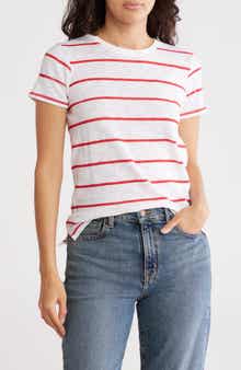 ATM Anthony Thomas Melillo Schoolboy Stripe Slub Jersey Crewneck T-Shirt