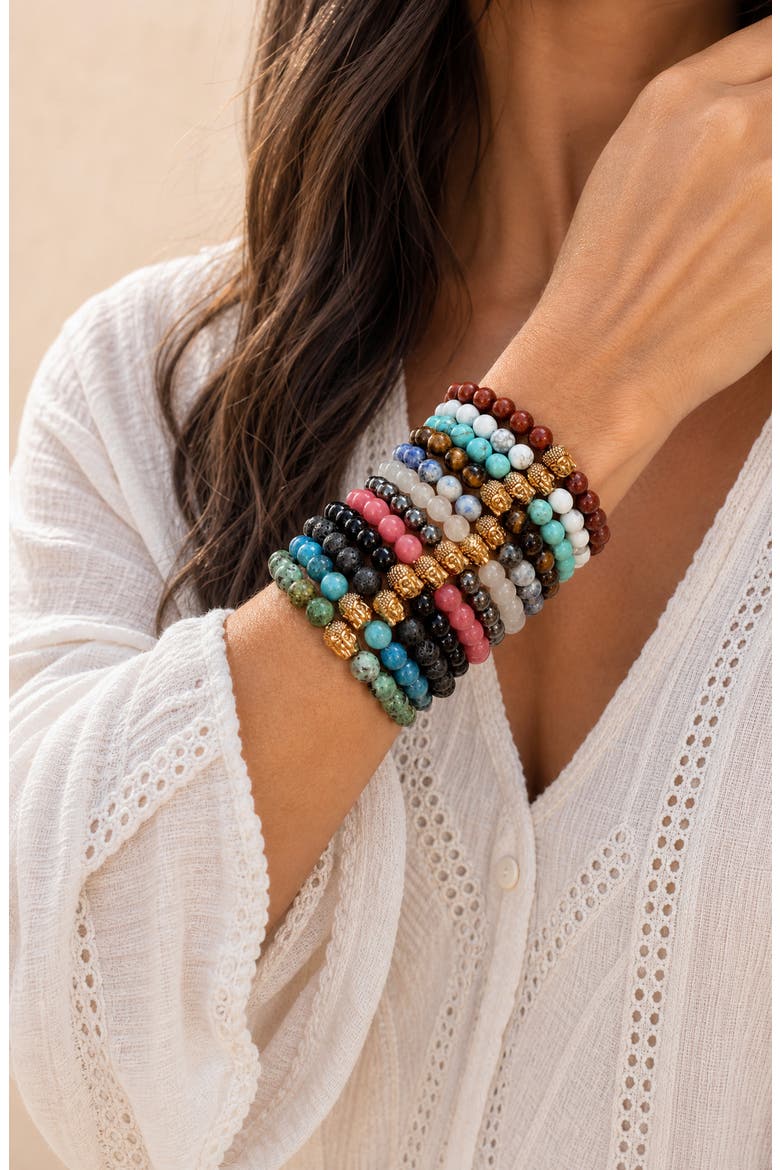 Buddha Crystal Beaded Bracelet, Alternate, color, White Howlite