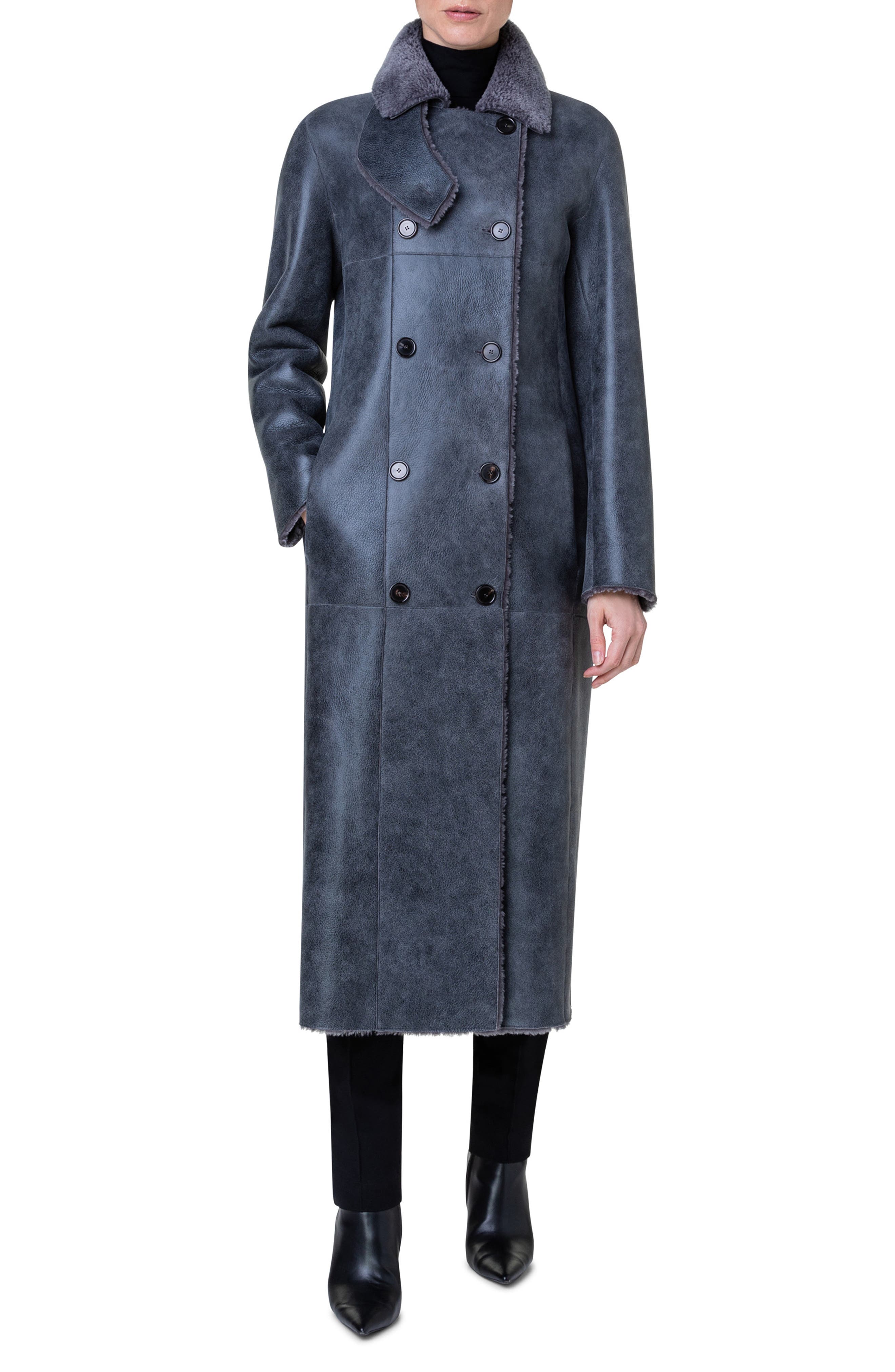 Double Breasted Genuine Shearling Coat
