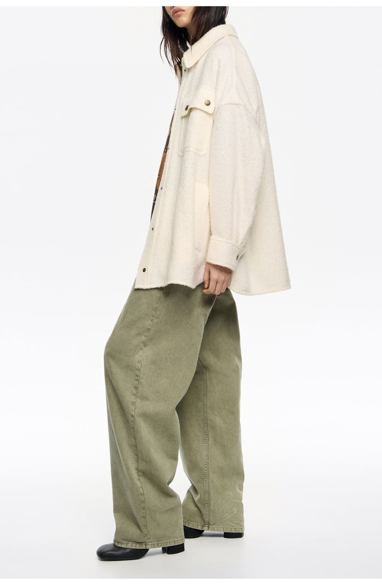 Bimba y Lola Oversize Off- Wool Overshirt, Alternate, color, Off White