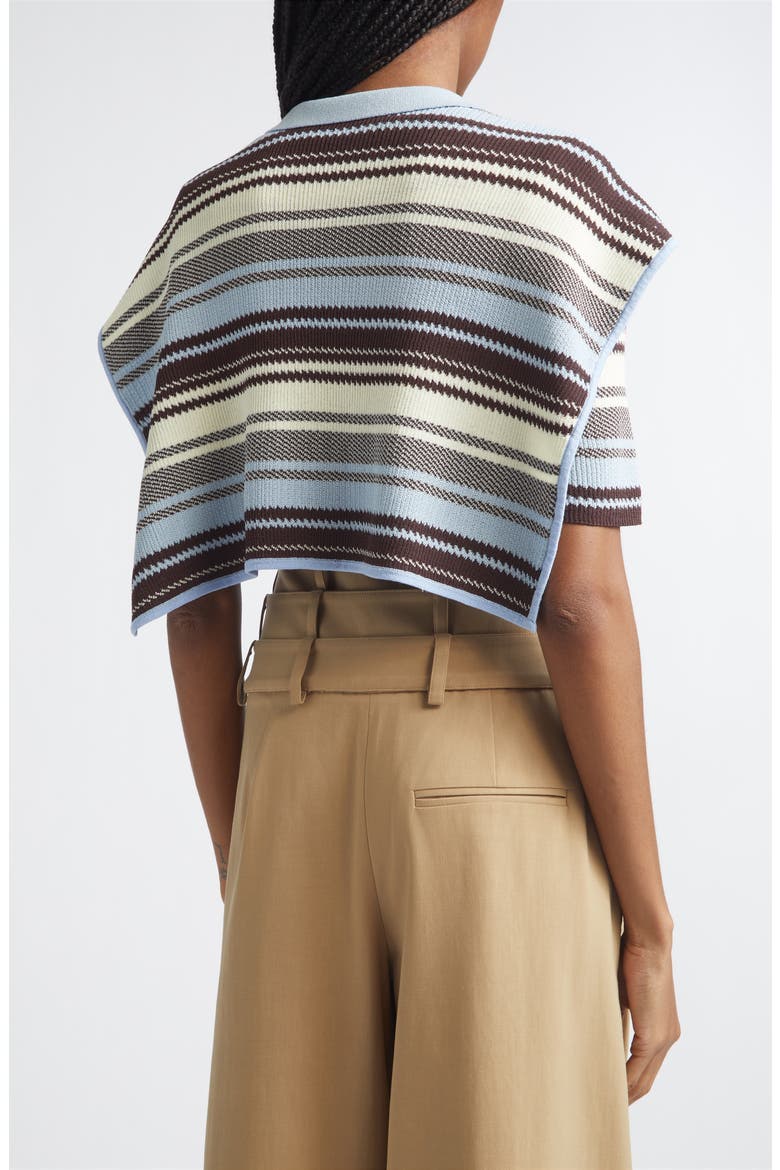 Stripe Jacquard Polo Sweater with Shoulder Wrap, Alternate, color, BLUE MULTI
