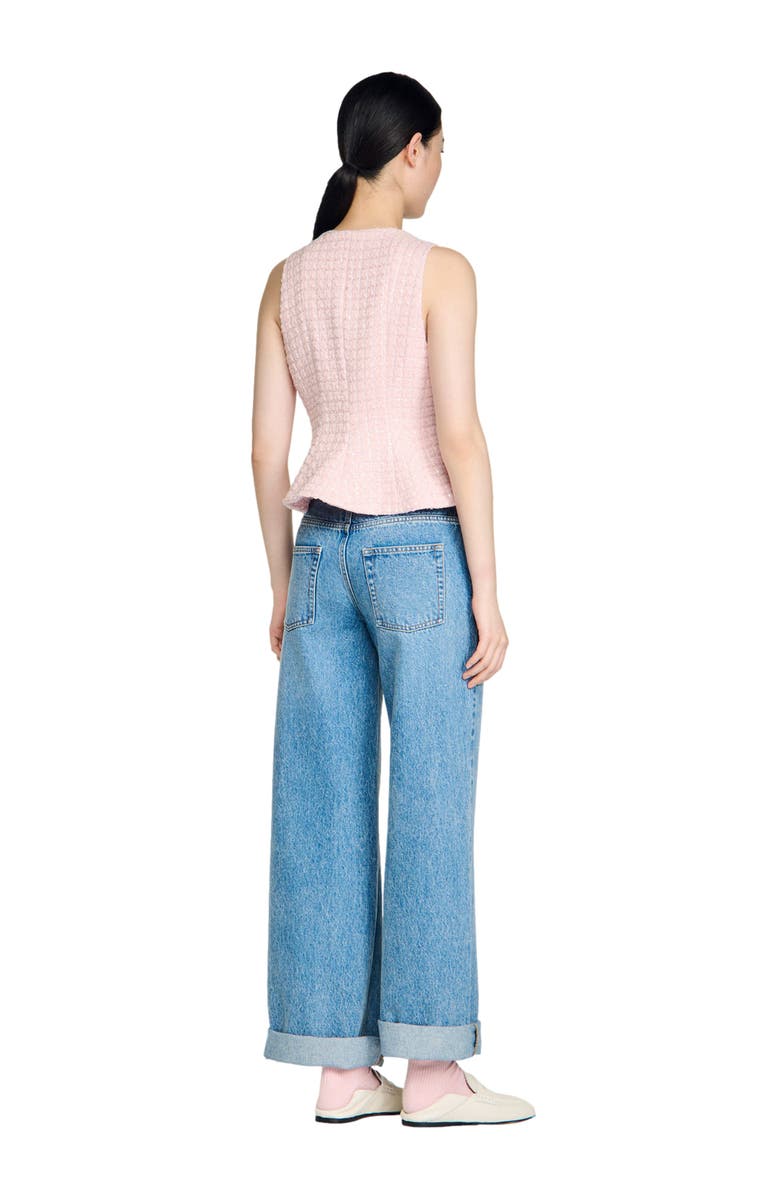 SANDRO Beaded check tweed jacket, Alternate, color, Pink