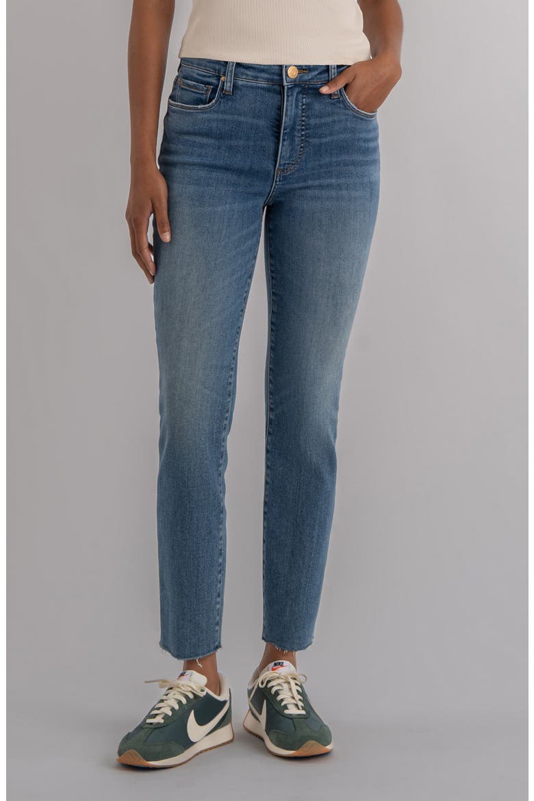 Reese Fab Ab Raw Hem High Waist Ankle Slim Straight Leg Jeans, Main, color, MAJOR