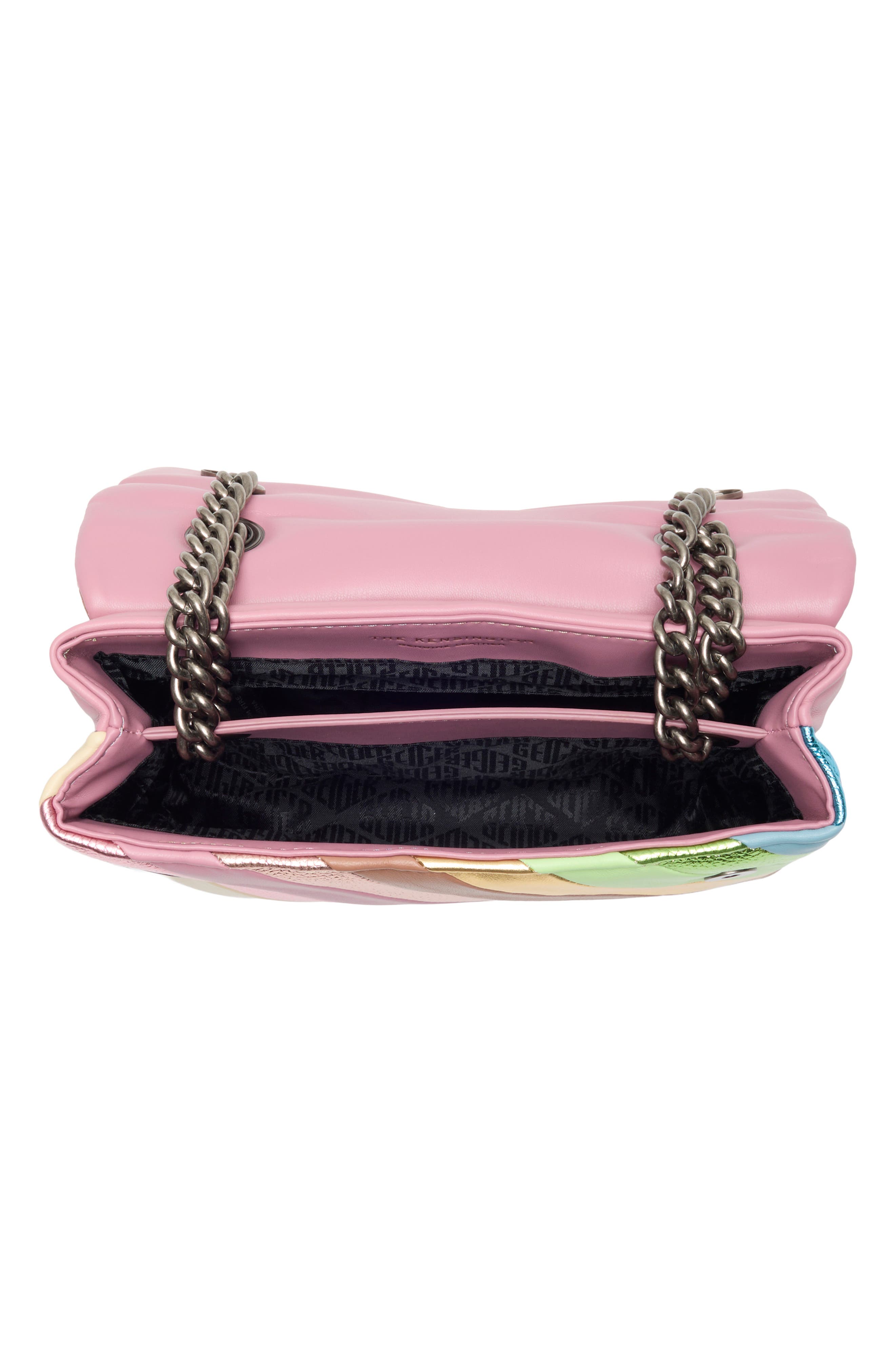 Kensington Large Leather Shoulder Bag, Alternate, color, PASTEL RAINBOW