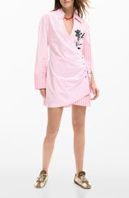 Desigual Long Sleeve Stripe Poplin Shirtdress