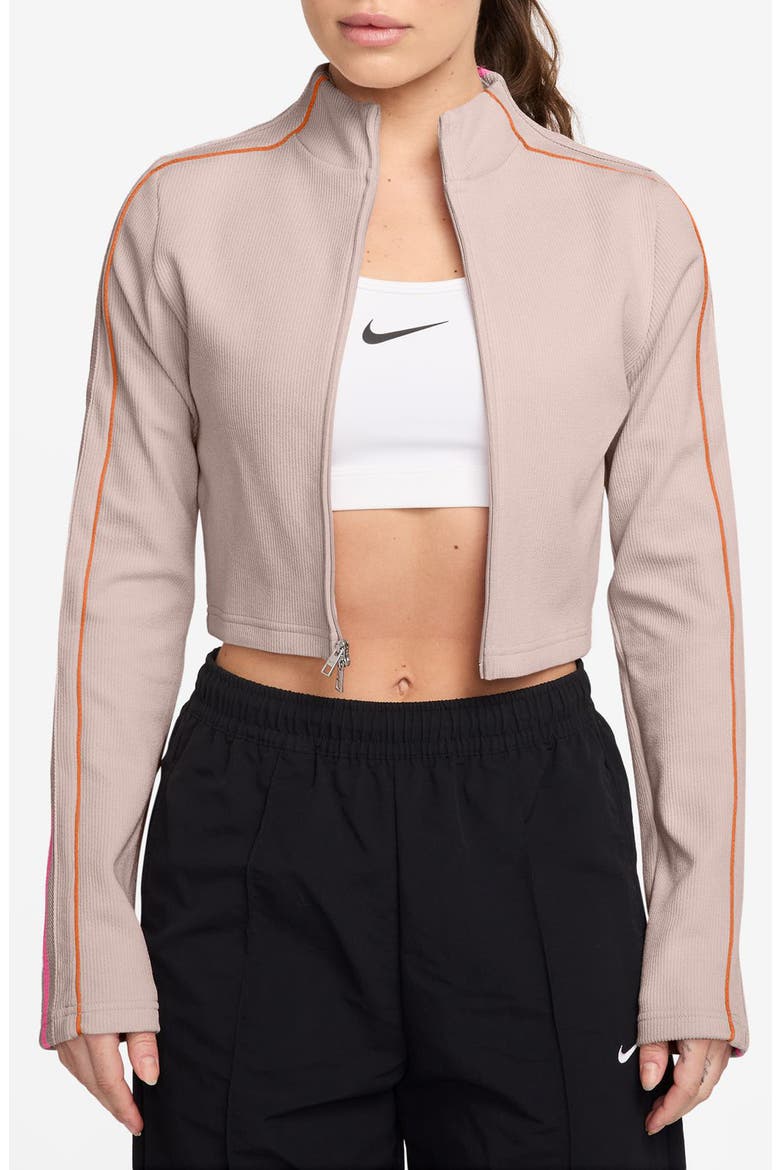 x Naomi Osaka Rib Knit Zip Crop Jacket, Main, color, 667 SILRED/PKSCLE