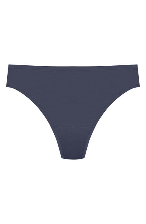 Natori Bliss Bare Stretch Cotton Thong In Black