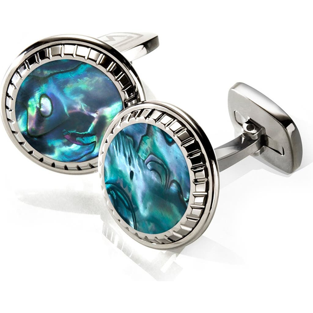 M-Clip® Abalone Cuff Links in Stainless Steel/green at Nordstrom