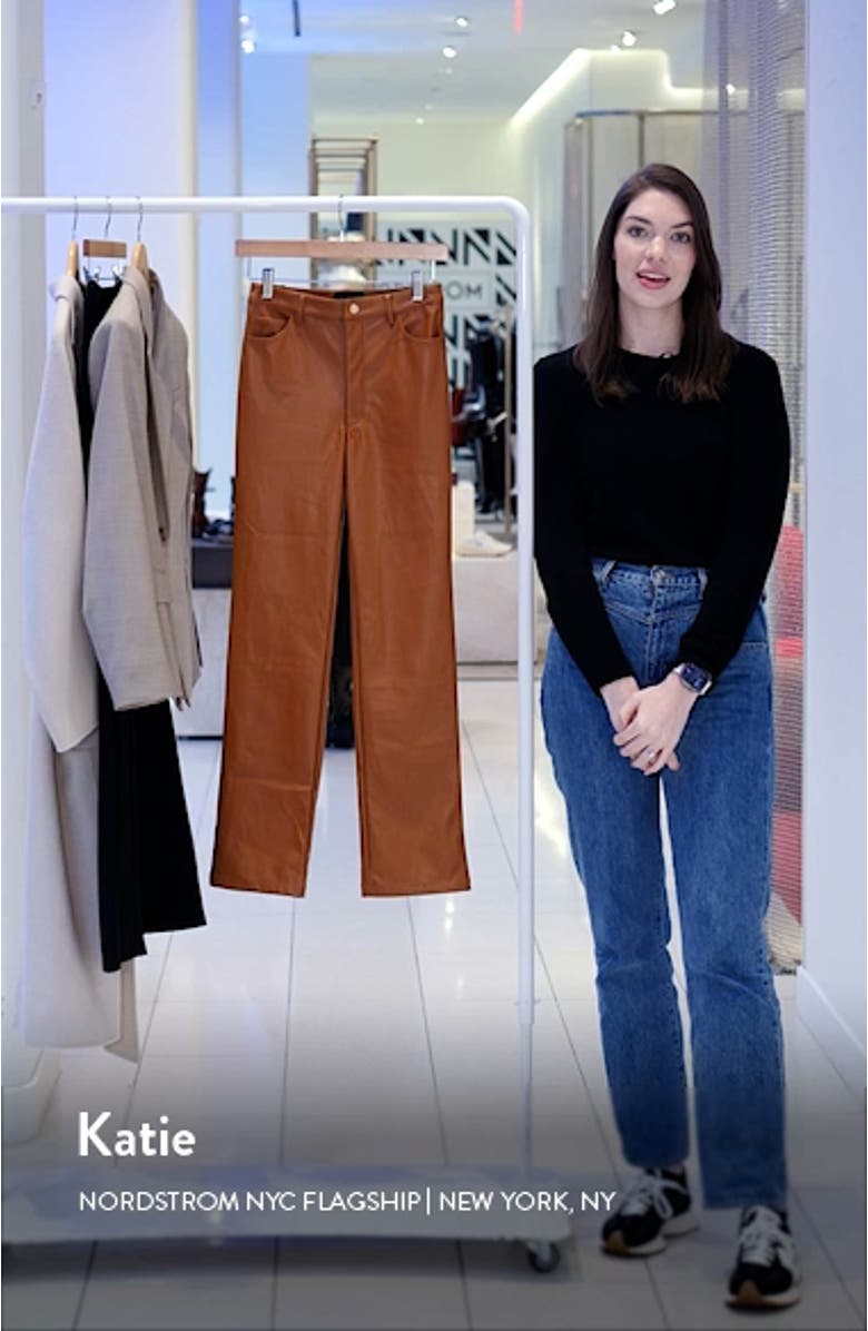 Alesi High Waist Straight Leg Faux Leather Pants, sales video thumbnail
