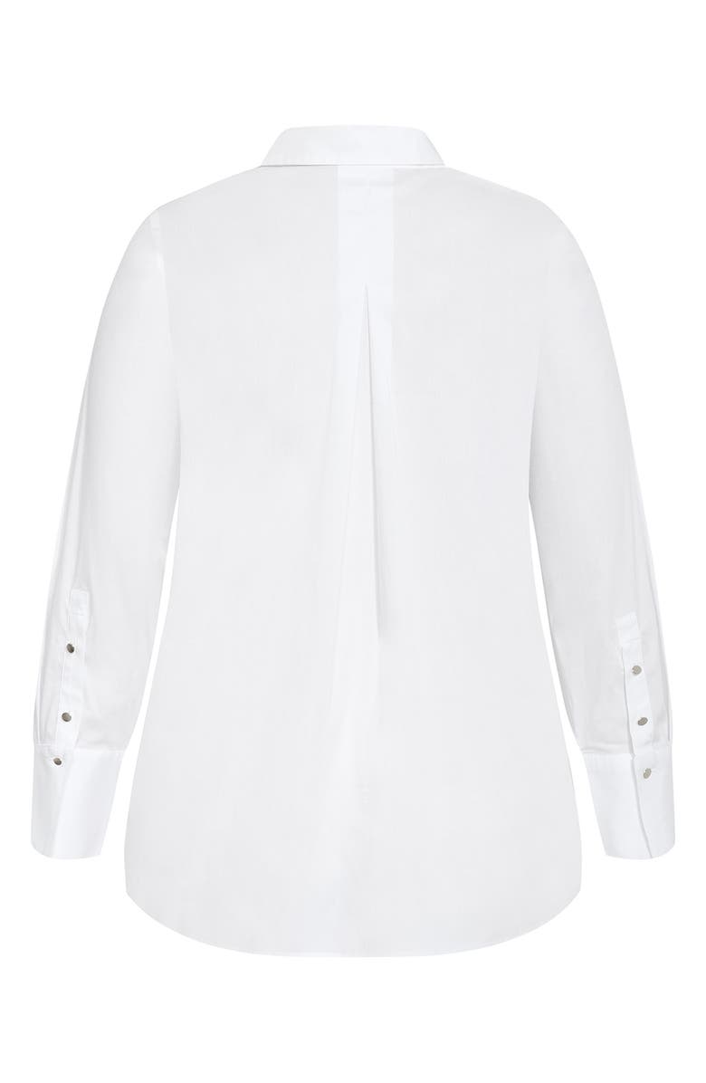 City Chic Elevated Stretch Woven Button-Up Shirt, Alternate, color, White