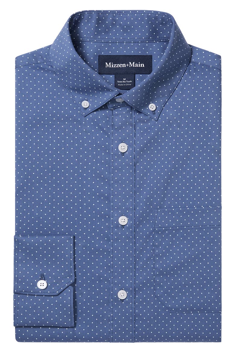 Kennedy Trim Fit Performance Button-Down Shirt, Alternate, color, COASTAL FJORD DOT