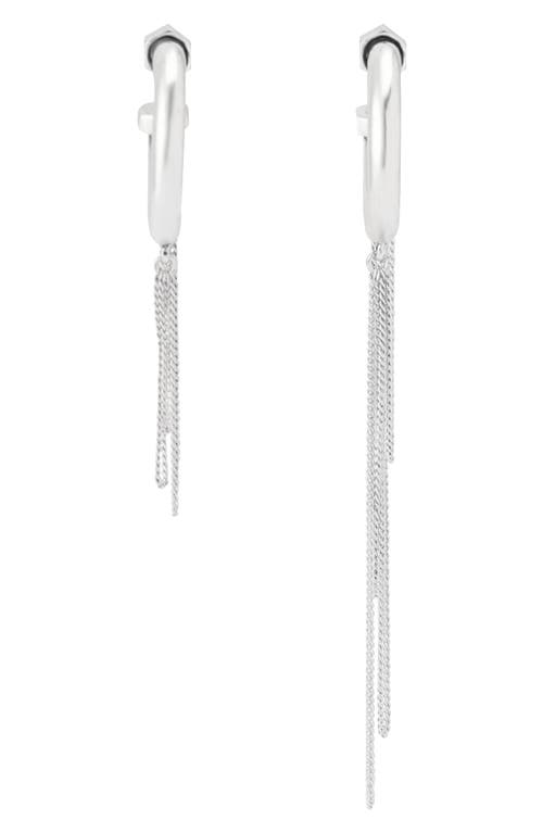 Allsaints Mismatched Draped Chain Huggie Hoop Earrings In Silver