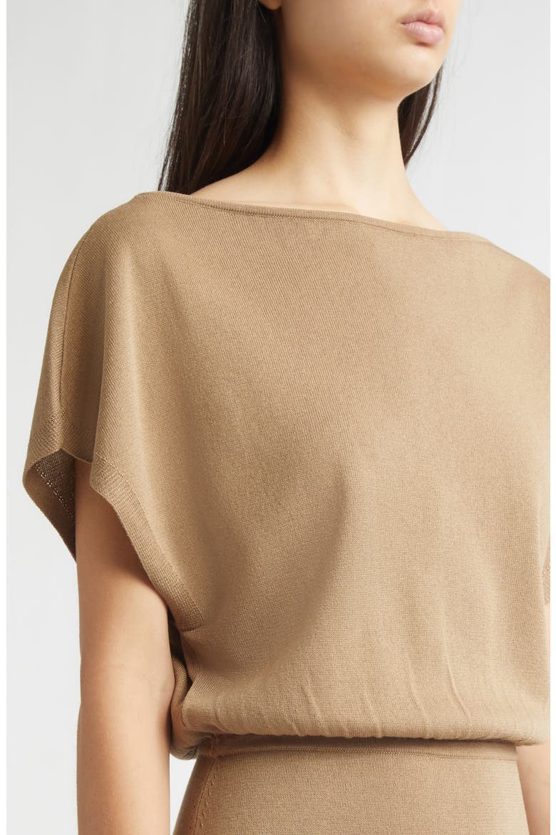 Slinky Blouson Sweater Dress, Alternate, color, MOCHA