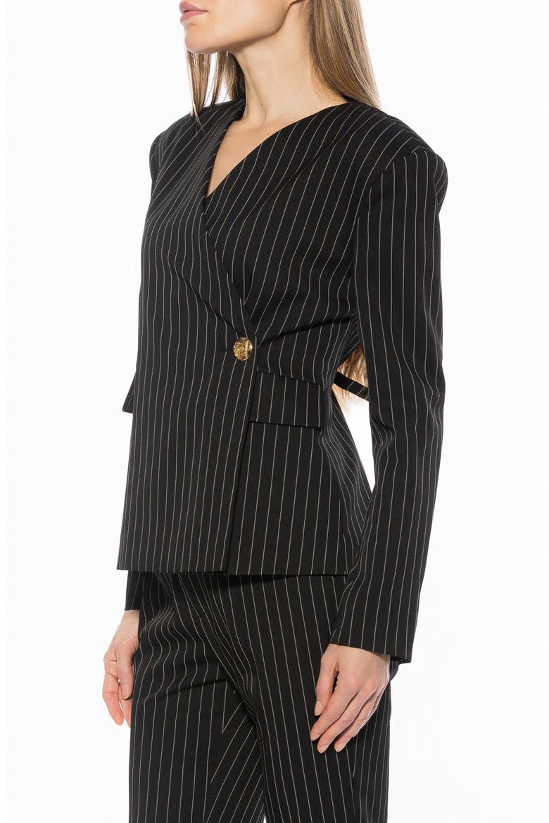 ALIRA WRAP BLAZER, Alternate, color, BLACK PINSTRIPE