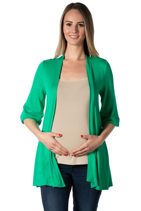 Maternity Open Front Elbow Length Sleeve Cardigan