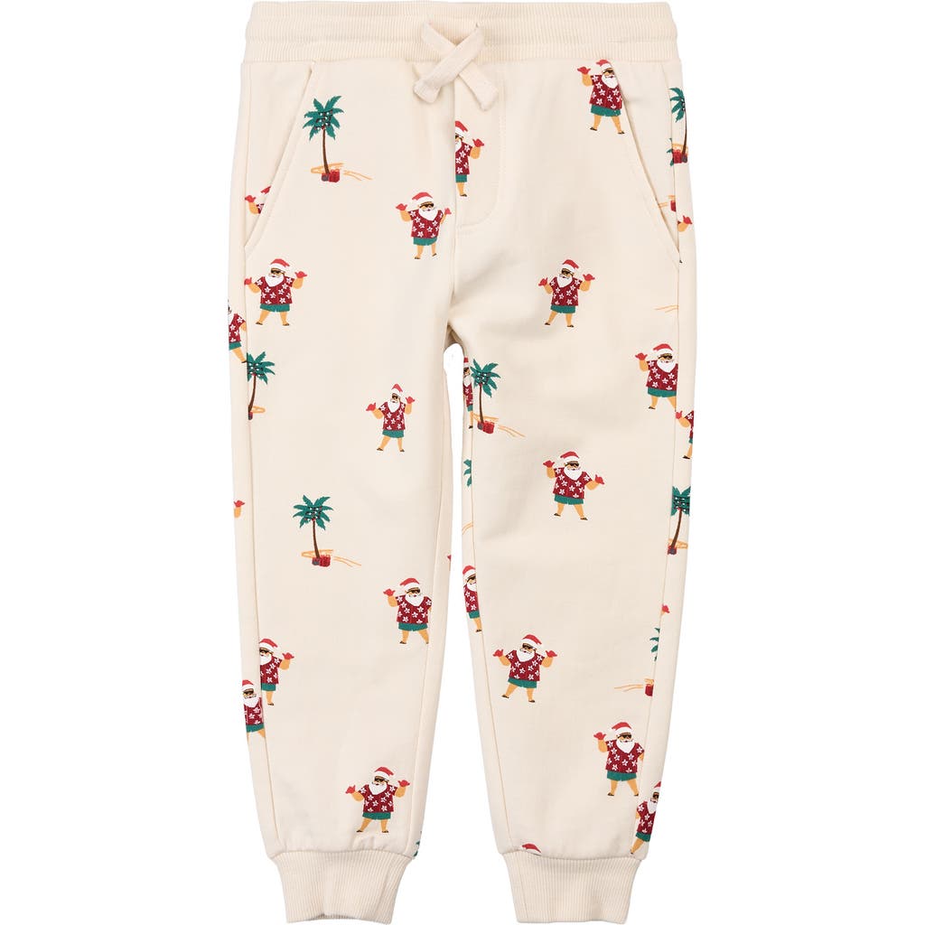 Miles Baby Kids' Hawaiian Santa Print French Terry Joggers In Neutral