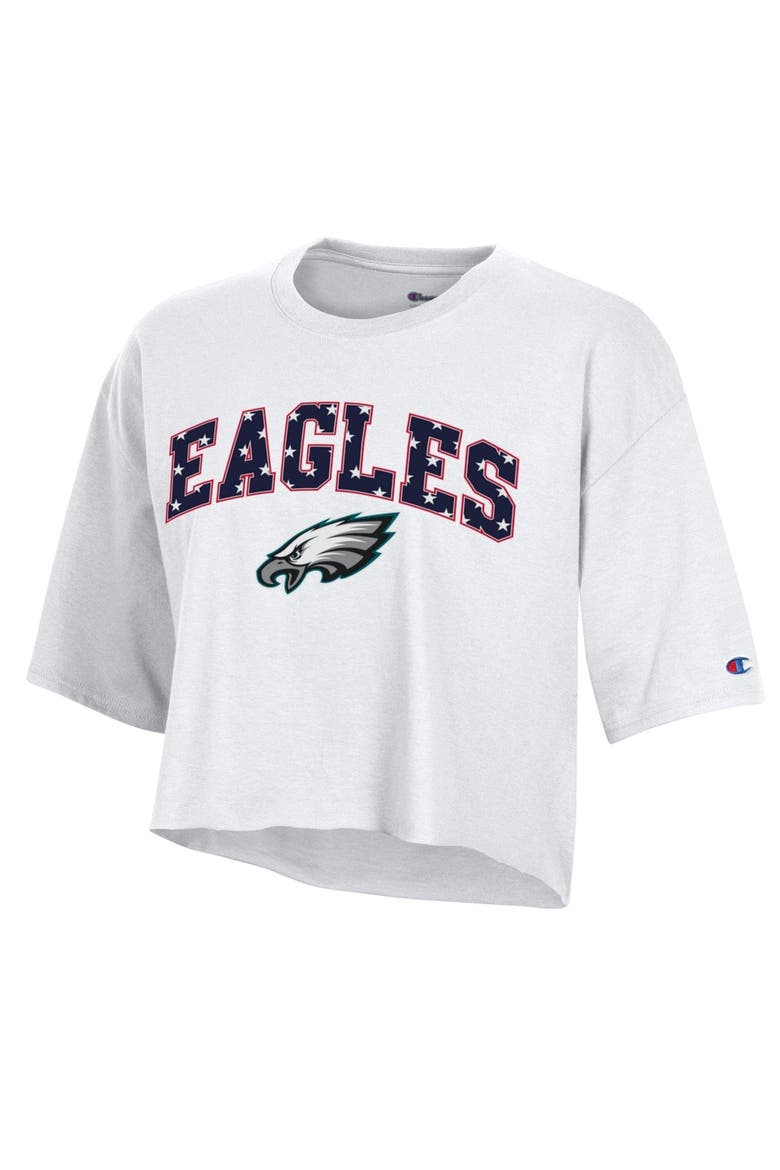 Women's Champion White Philadelphia Eagles Star Spangled Cropped T-Shirt, Main, color, White