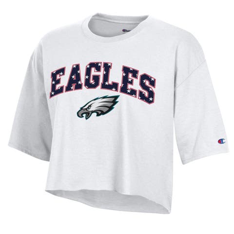 Women's Champion White Philadelphia Eagles Star Spangled Cropped T-Shirt