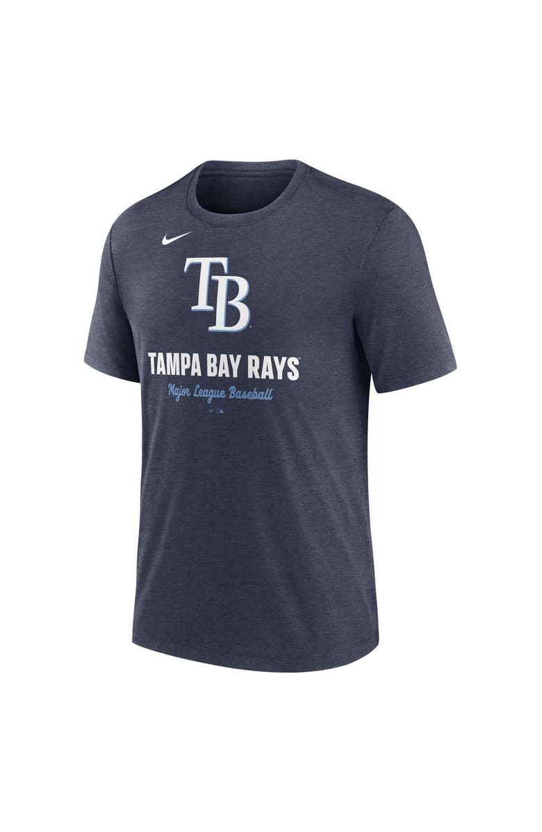 Nike Men's Nike Heather Navy Tampa Bay Rays Logo Tri-Blend T-Shirt, Alternate, color, Heather Navy