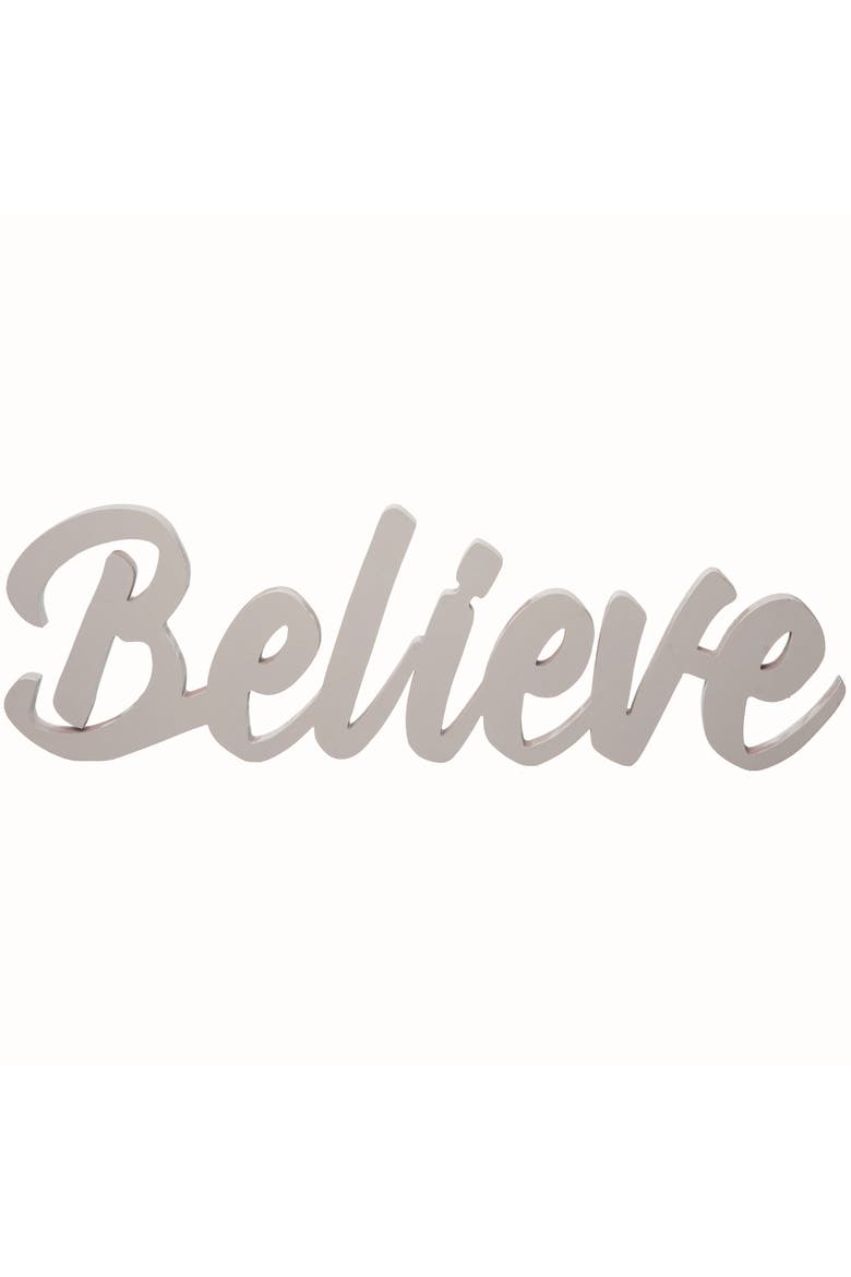 Wood White Christmas Shaped Word Decor, Main, color, White