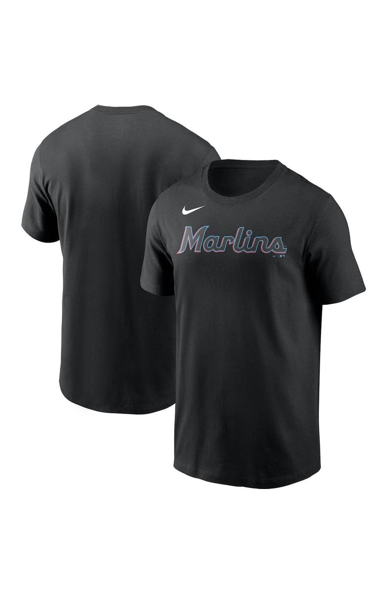 Nike Men's Nike Black Miami Marlins Team Wordmark T-Shirt, Alternate, color, Black
