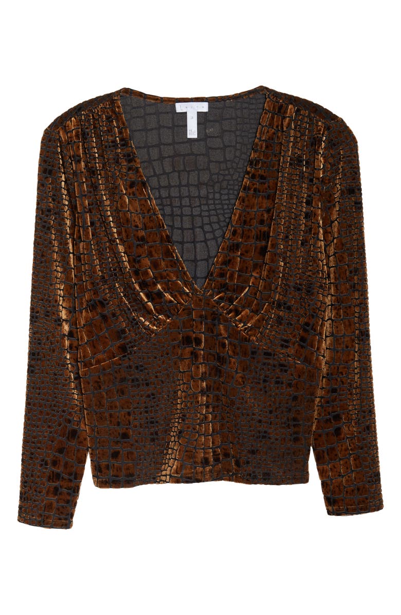 Leith Reptile Burnout V-Neck Top, Alternate, color,