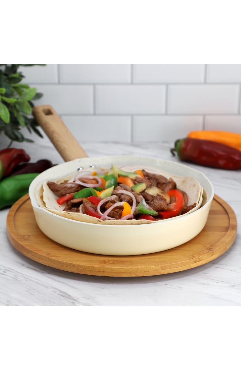 Gibson Home Marbleton Ceramic Nonstick Alumium 9.5 Inch Frying Pan, Alternate, color, White