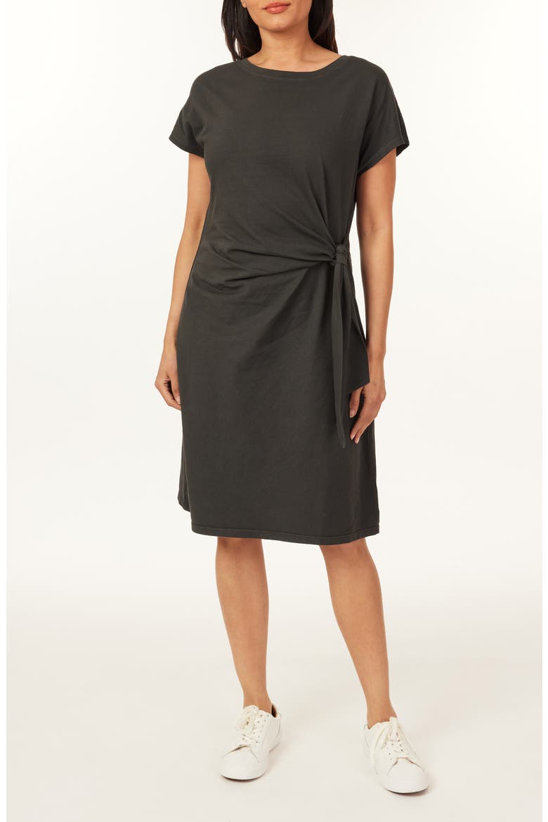 Oakley Side Tie T-Shirt Dress, Main, color, BLACK SAND