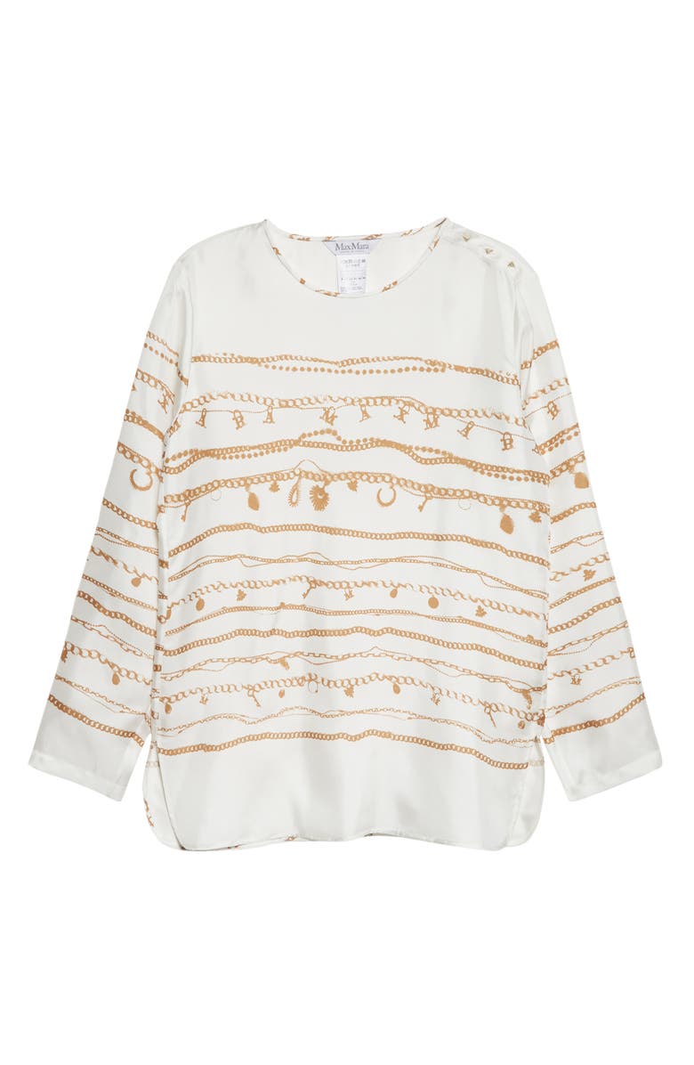 Max Mara Calenda Logo Jewelry Print Silk Blouse, Alternate, color, 
