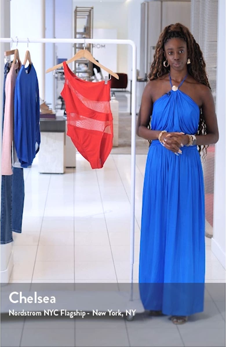 Snake Mesh Inset One-Shoulder One-Piece Swimsuit, sales video thumbnail