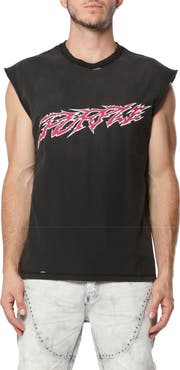 PURPLE BRAND Distressed Sleeveless Graphic T-Shirt