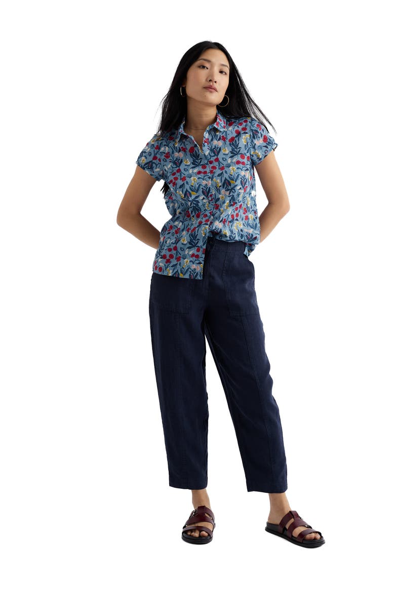 Rushmaker Floral Organic Cotton Voile Button-Up Shirt, Alternate, color, SPRING STEMS SEASCAPE MIX
