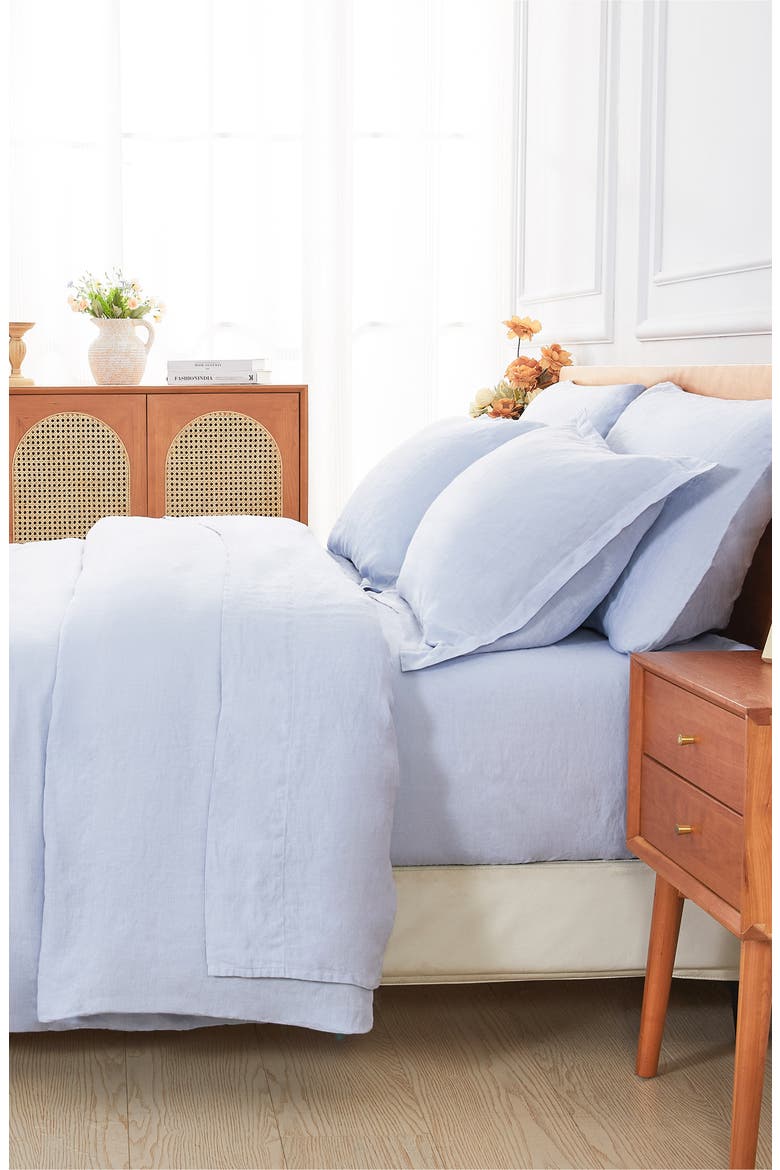 Linen Duvet Set, Alternate, color, BLUE