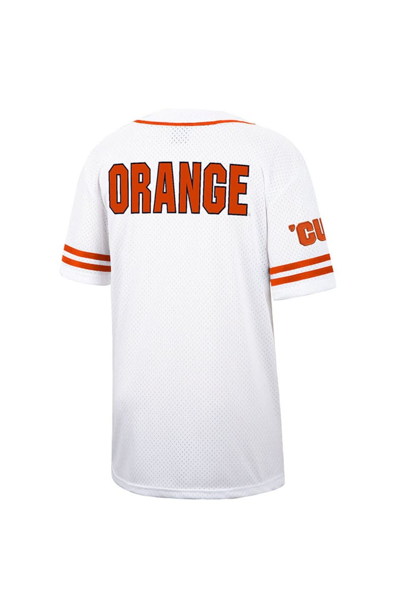 COLOSSEUM Men's Colosseum White Syracuse Orange Free Spirited Mesh Button-Up Baseball Jersey, Alternate, color,