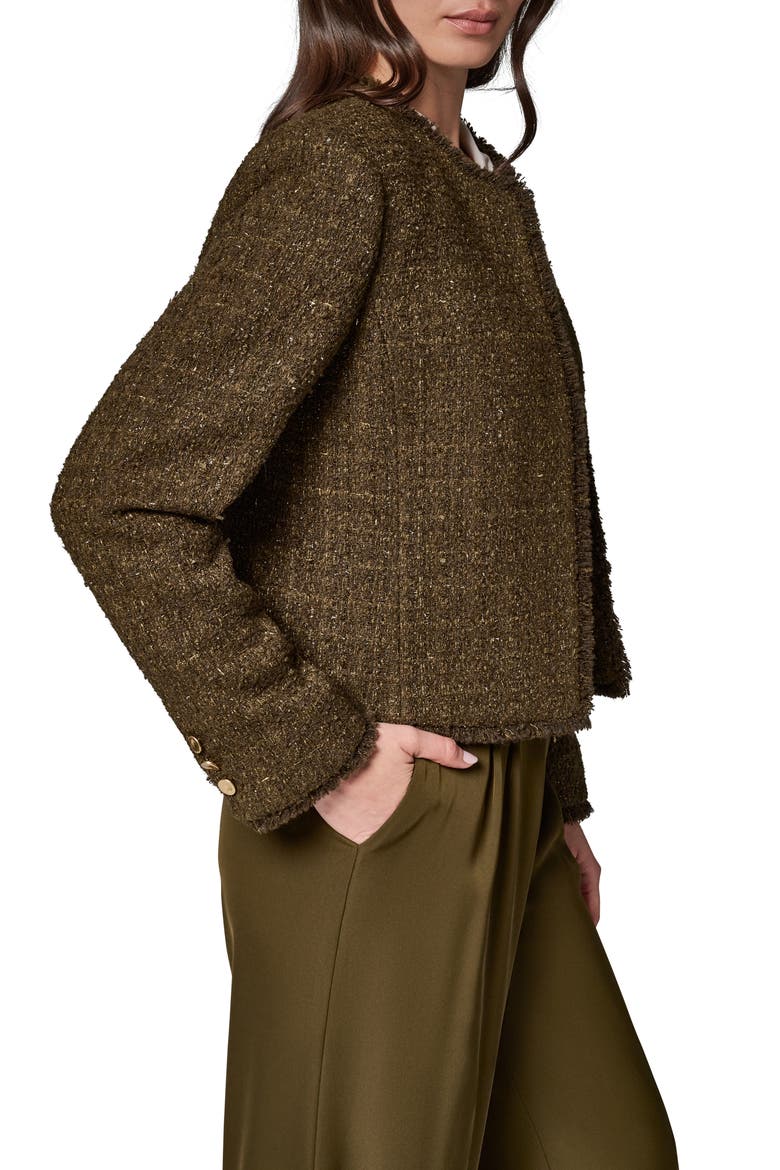 Fringe Open Front Jacket, Alternate, color, OLIVE BRNC