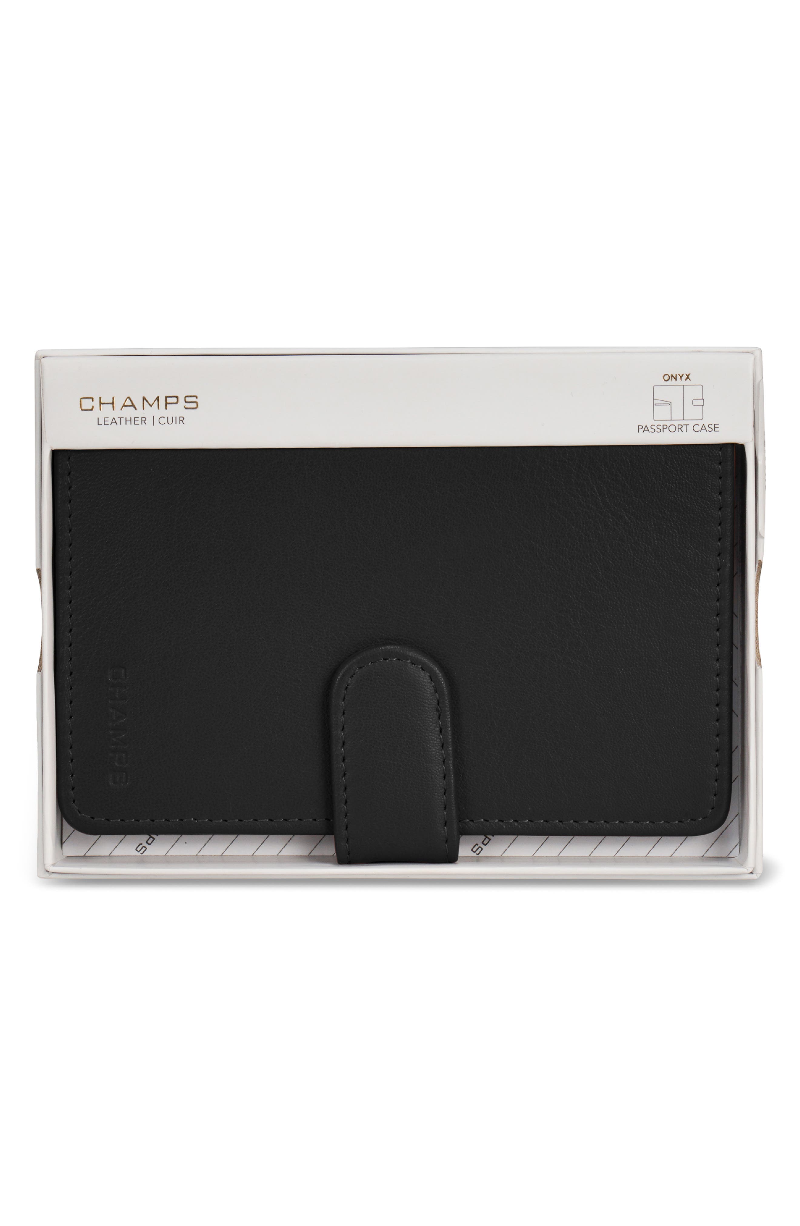 CHAMPS Leather Passport Case, Alternate, color, Black