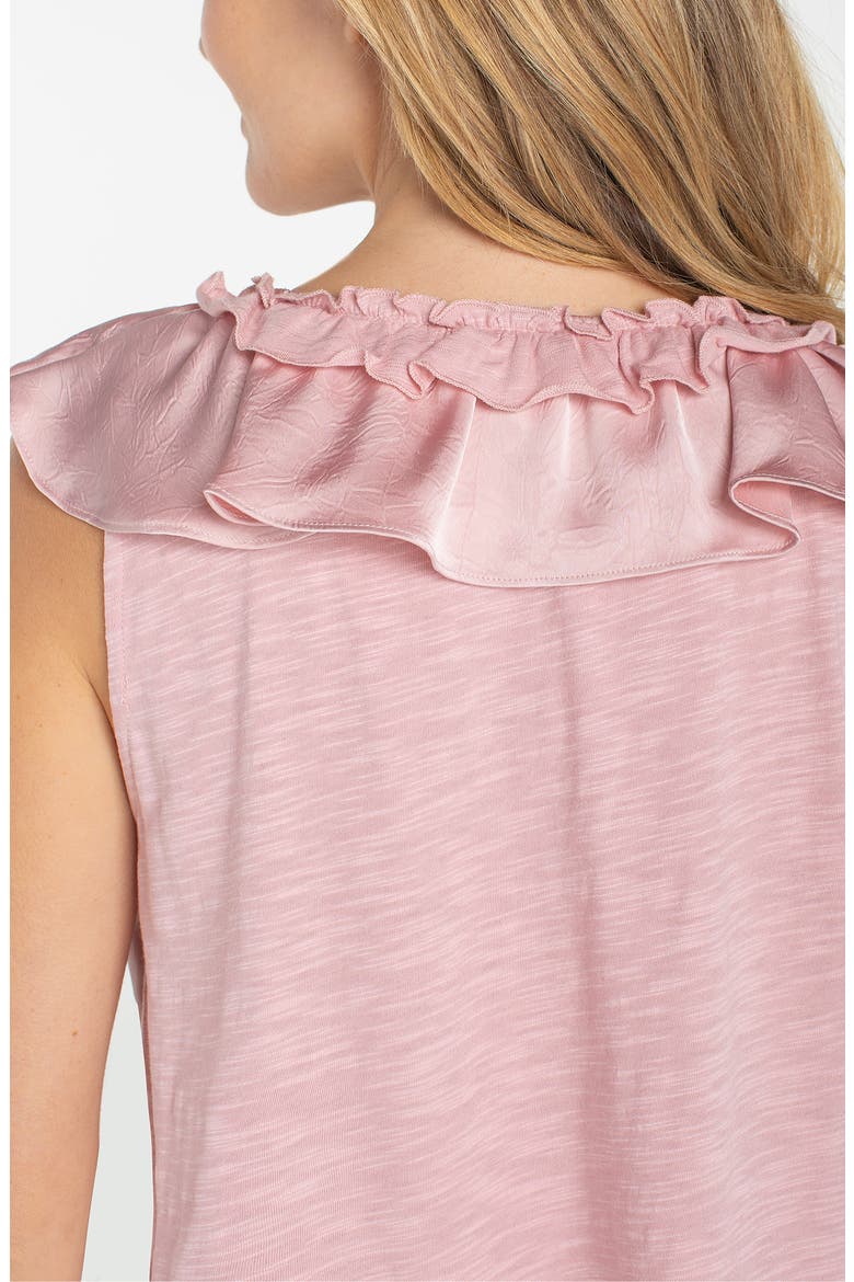 Ruffle Sleeveless Mixed Media Top, Alternate, color, LIGHT ROSE