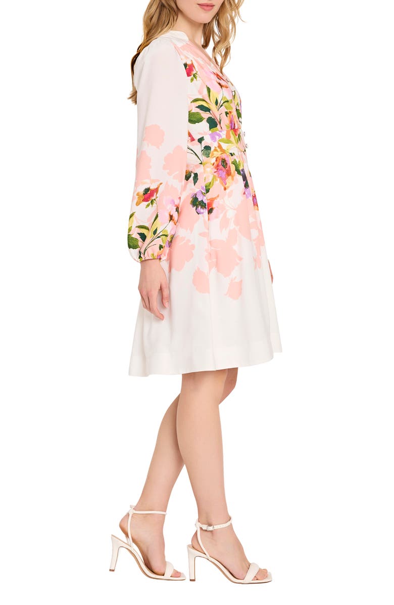 Tahari ASL Belted Print Long Sleeve Dress, Alternate, color, 